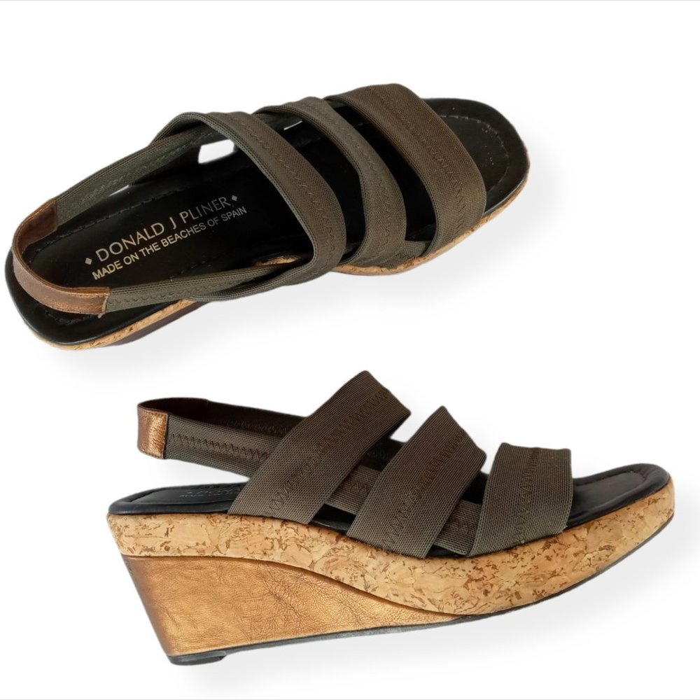 Donald J. Pliner Shoes 7.5 Wedges Bronze Cork Nice